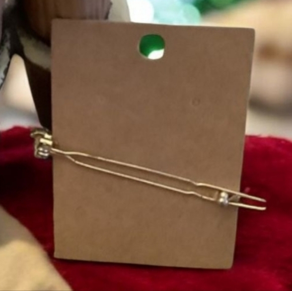 Vintage hair clip with pink stones floral pattern gold clip very pretty. - Picture 2 of 8